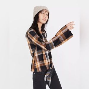 EUC Madewell plaid front tie top